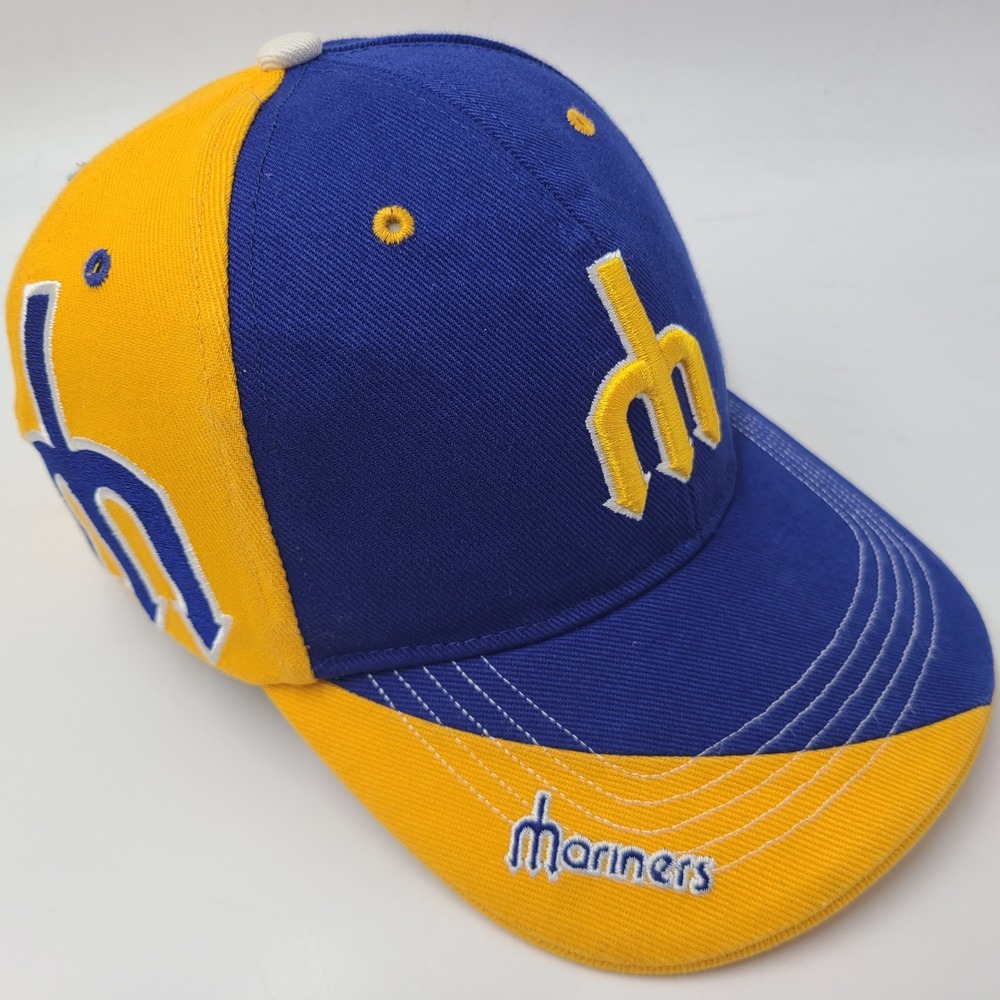Kids Seattle Mariners Hat Adjustable 47 Brand Blue Yellow Cooperstown Trident